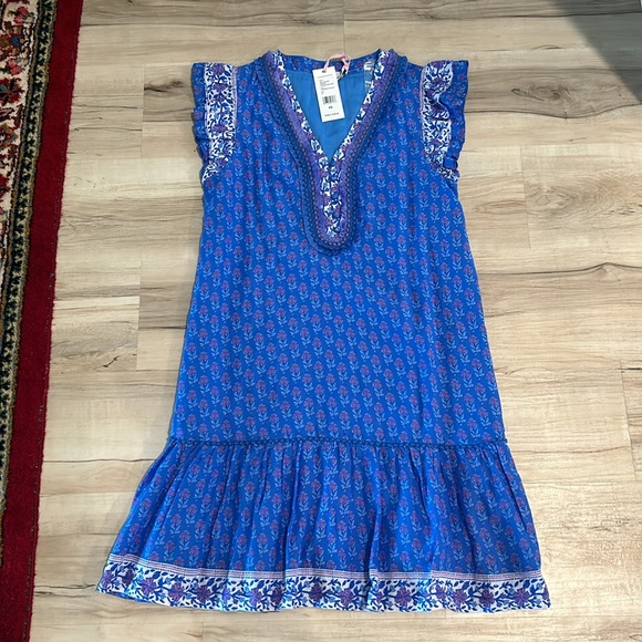 Vineyard vines hydrangea block ruffle dress sz xs nwt - Picture 2 of 4